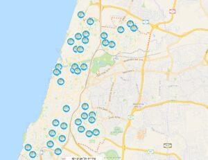 מפת פאנלים סולאריים לייצור חשמל על גגות נכסים עירוניים